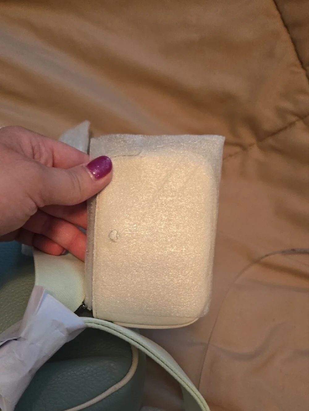 kate spade Mint Green Pebble Leather Shoulder Bag with Cream Trim